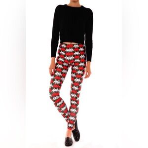 Rare Poprageous Christmas Invader Legging Green Red Size Medium